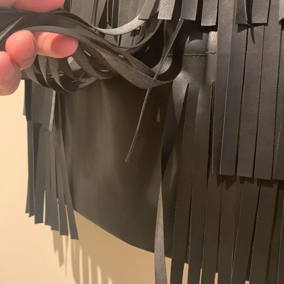 Fringe Black Mini Skirt - Picture 4 of 6